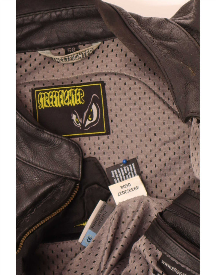 Streetfighter Giacca da corsa in pelle da uomo IT 48 4XL Nera