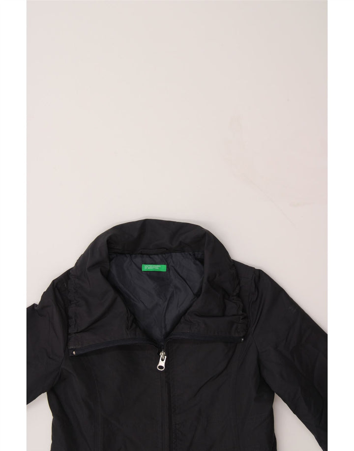 BENETTON Girls Overcoat 7-8 Years Black Vintage Benetton and Second-Hand Benetton from Messina Hembry 