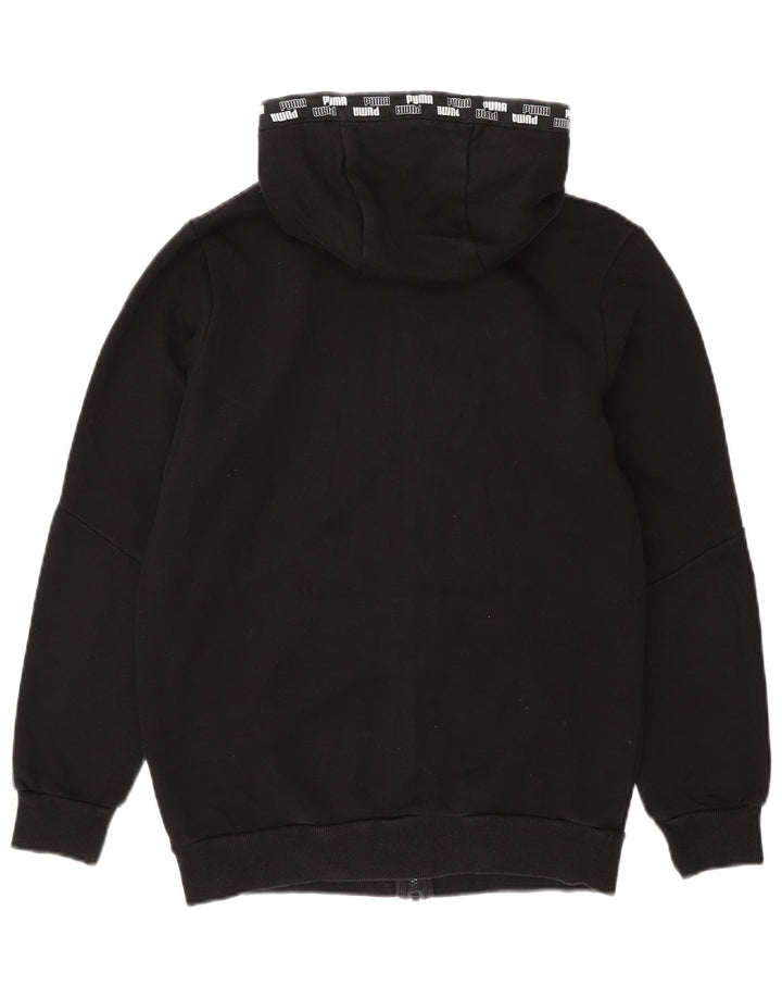 Felpa con cappuccio e zip grafica da uomo Puma piccola in cotone nero