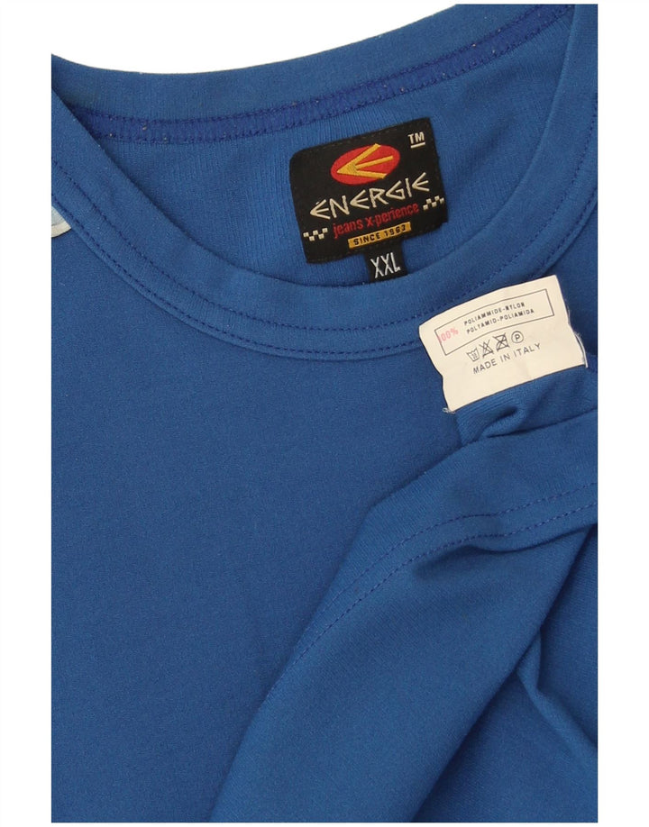 T-shirt da uomo Energie Top 2XL Blu Colourblock in poliammide