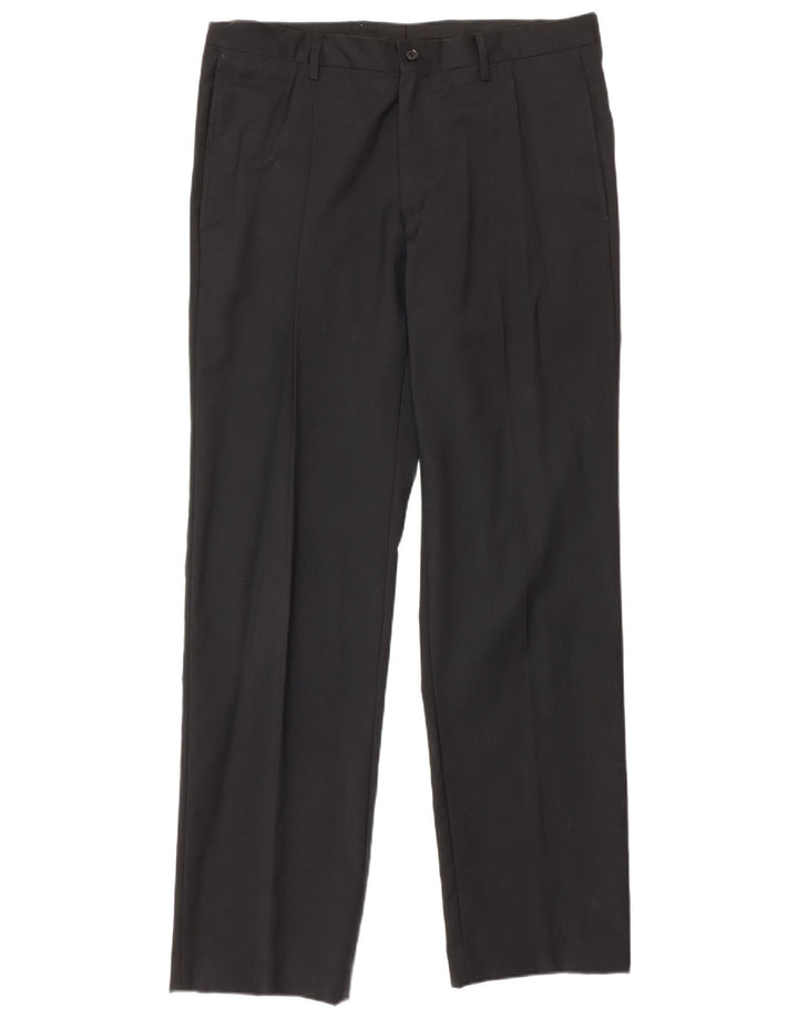 Pantaloni da abito dritti da uomo Calvin Klein IT 52 XL W36 L34 Lana nera