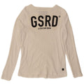 Top grafico da donna G-Star manica lunga UK 14 grande cotone bianco
