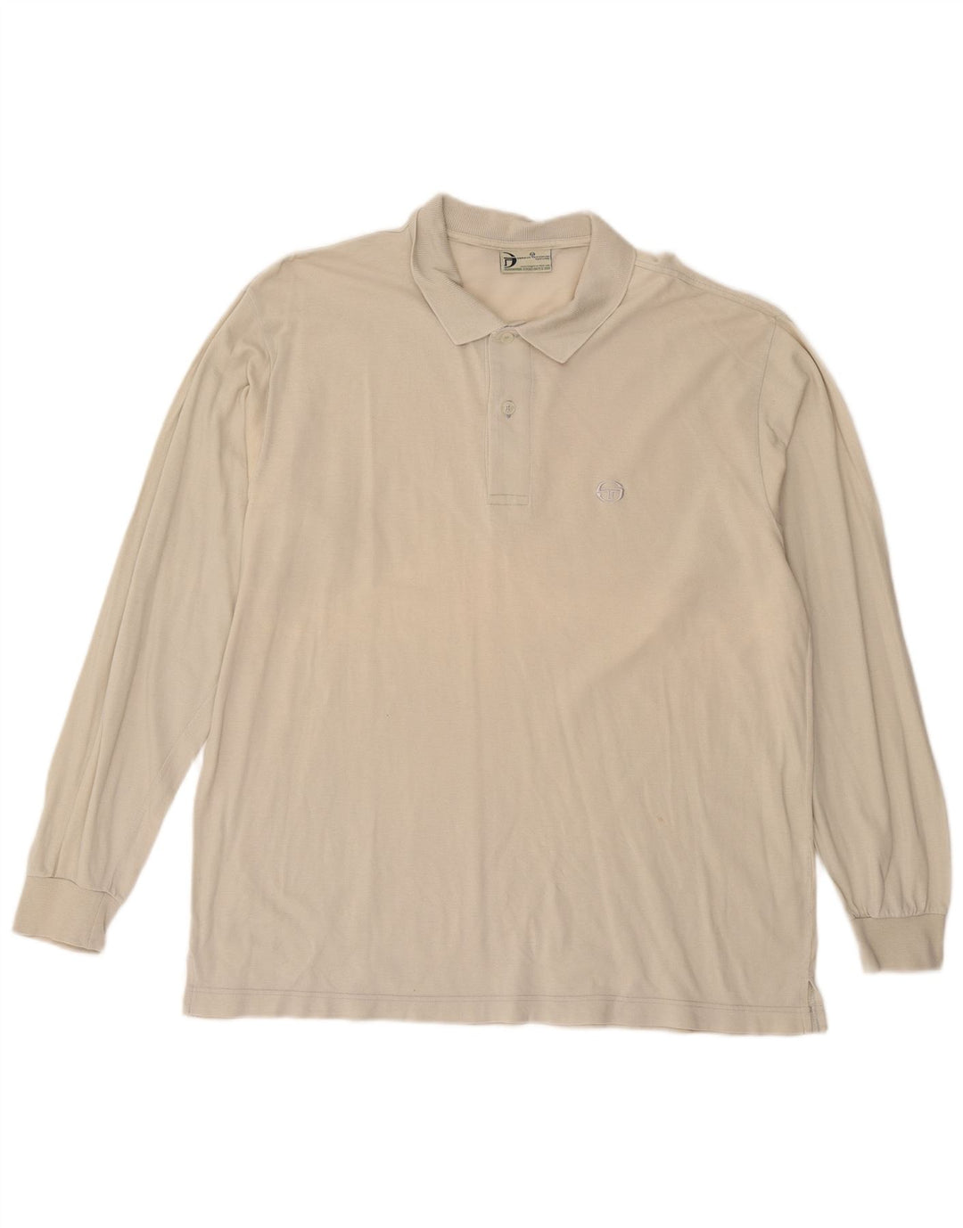 SERGIO TACCHINI Polo da uomo a manica lunga IT 52 Large in cotone bianco sporco