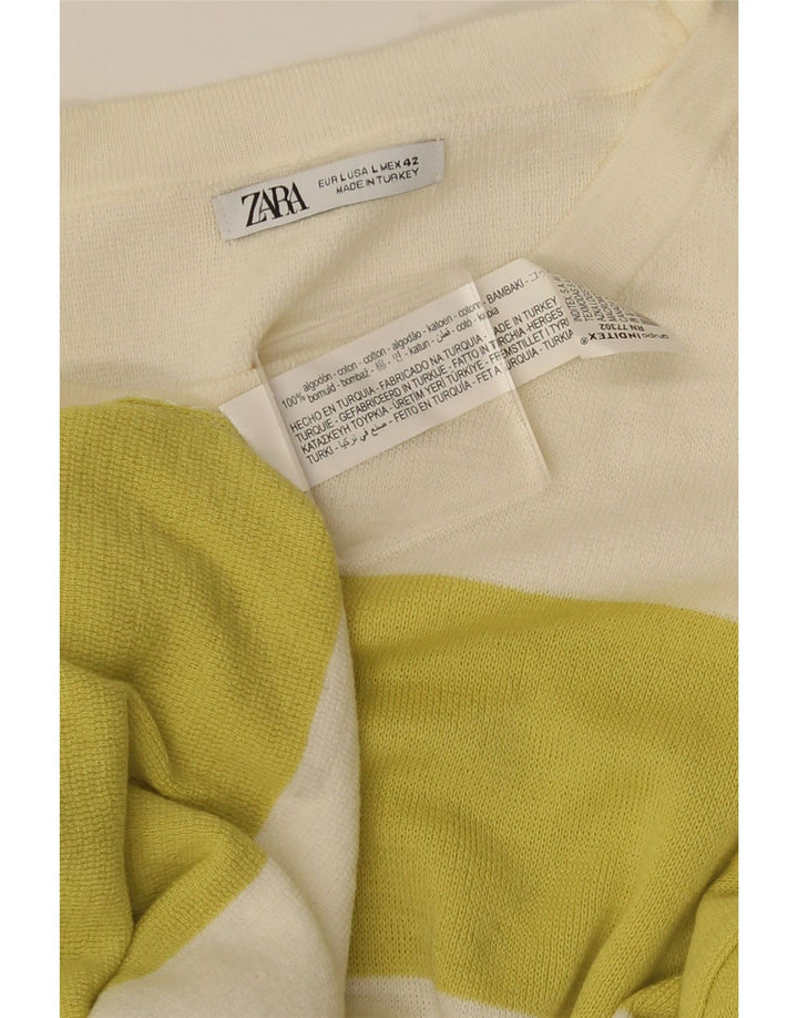 T-shirt da uomo Zara Top Large in cotone color block bianco sporco