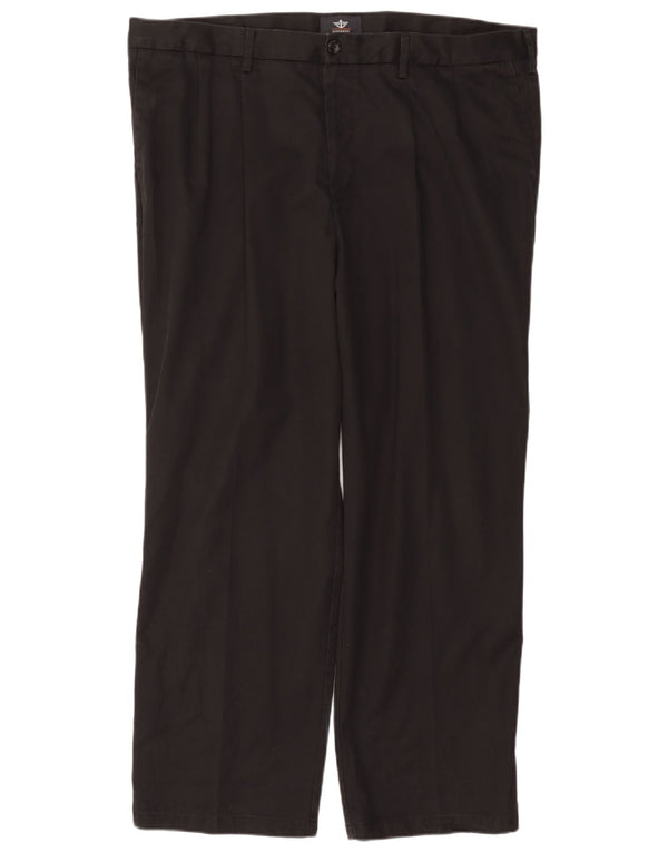 DOCKERS Pantaloni chino con pegging da uomo vestibilità classica W42 L32 cotone nero