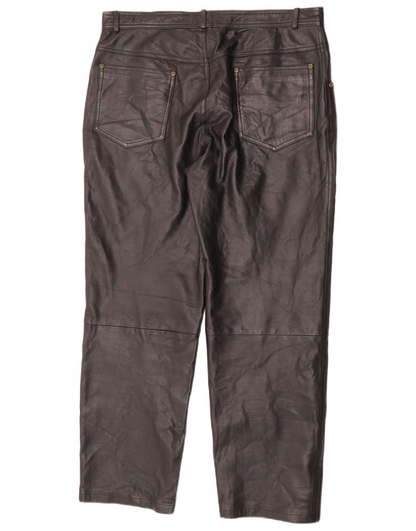 Pantaloni dritti in pelle da uomo Angelo Litrico W38 L30 neri