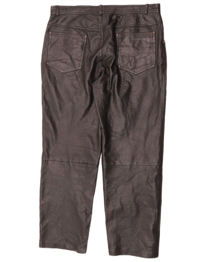 Pantaloni dritti in pelle da uomo Angelo Litrico W38 L30 neri