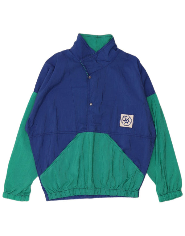 Giacca sportiva da uomo vintage pullover XL blu color block in poliammide