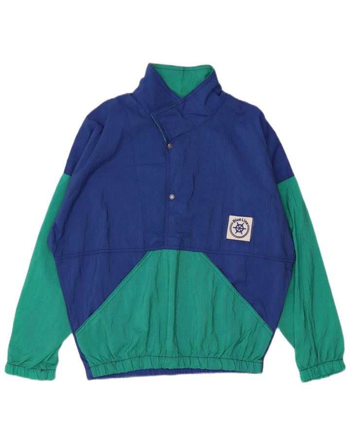 Giacca sportiva da uomo vintage pullover XL blu color block in poliammide