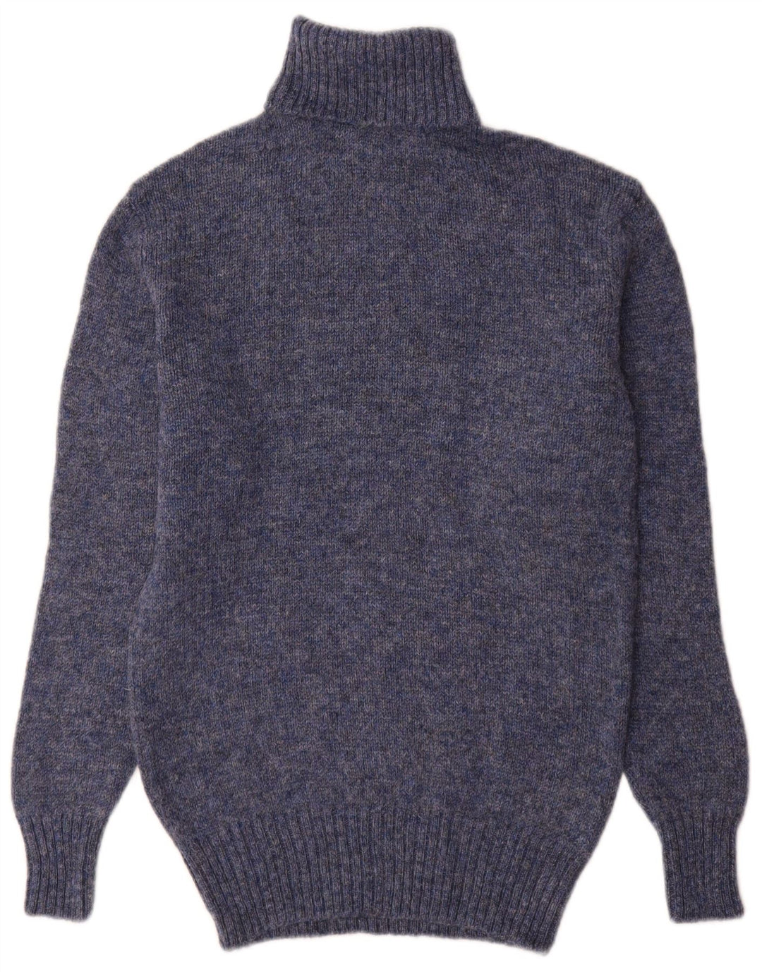 Maglione vintage da uomo con collo alto e collo alto, piccolo, in lana vergine blu