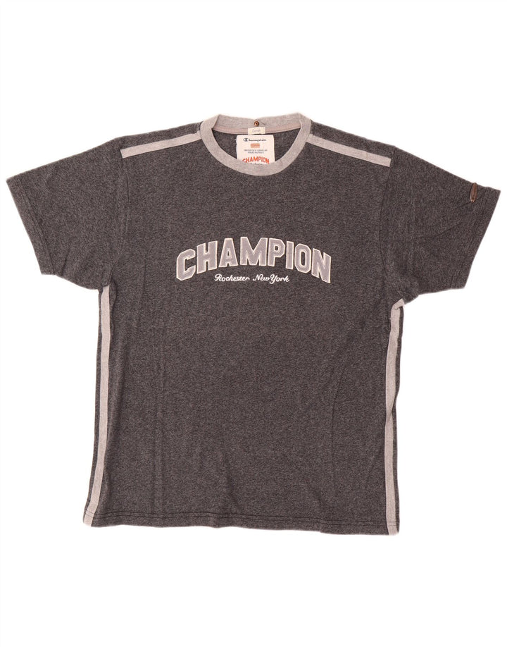T-shirt grafica da uomo Champion Top grande in cotone grigio