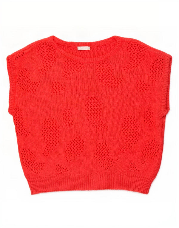 Canotta vintage da donna in cotone rosso UK 16 grande