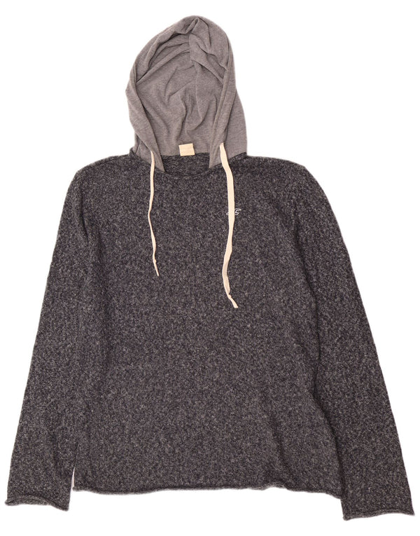 Maglione con cappuccio da uomo Hollister Large in cotone screziato blu navy