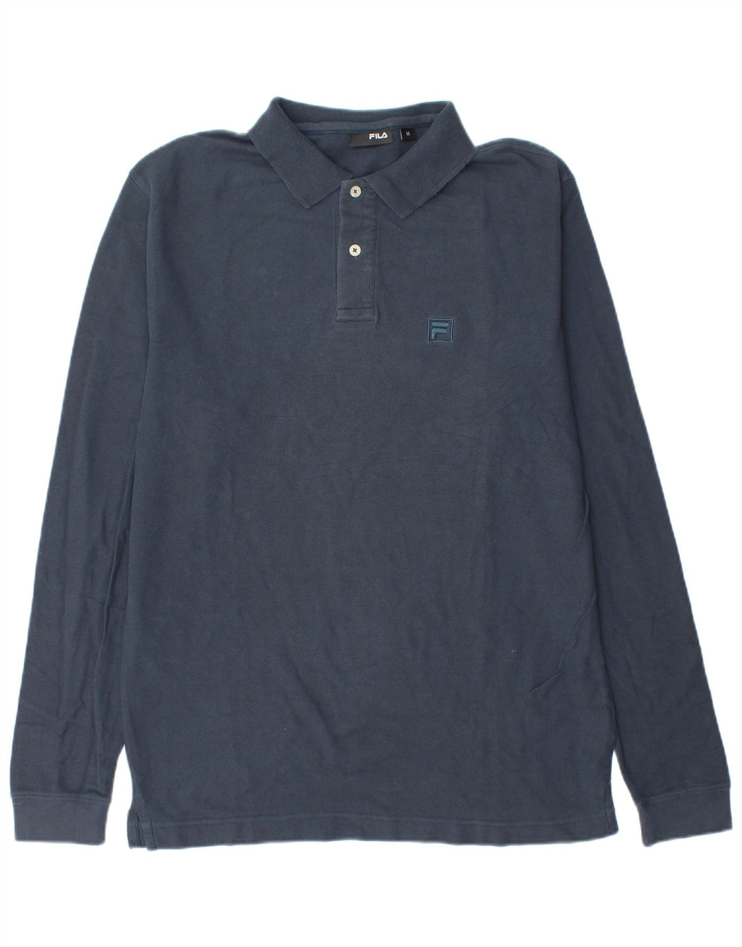 Polo da uomo a maniche lunghe Fila in cotone blu navy medio