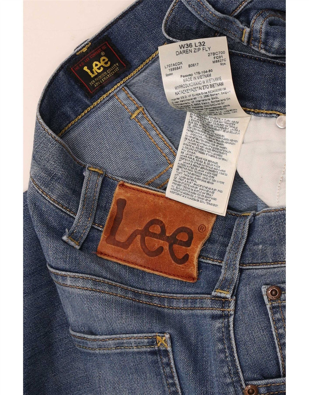 Jeans Lee Daren Zip Fly Slim da uomo W36 L32 in cotone blu