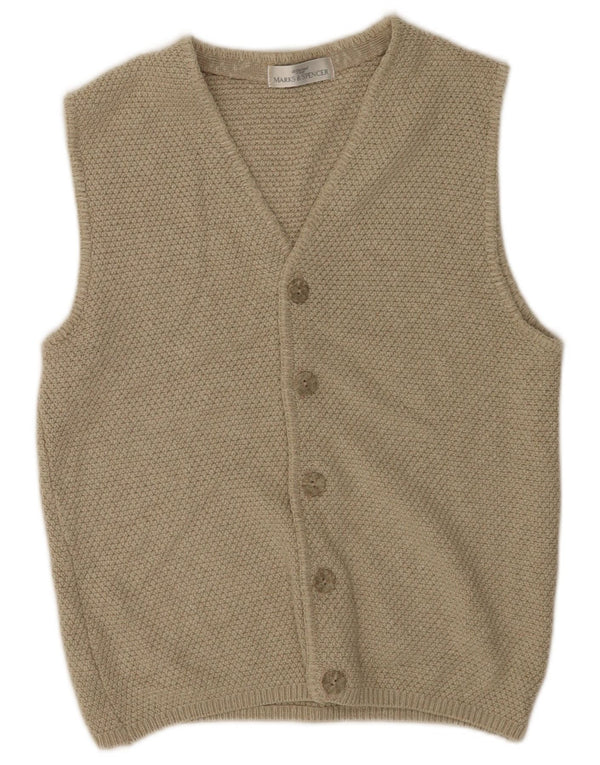 Maglione cardigan senza maniche da donna Marks & Spencer UK 10 piccolo verde