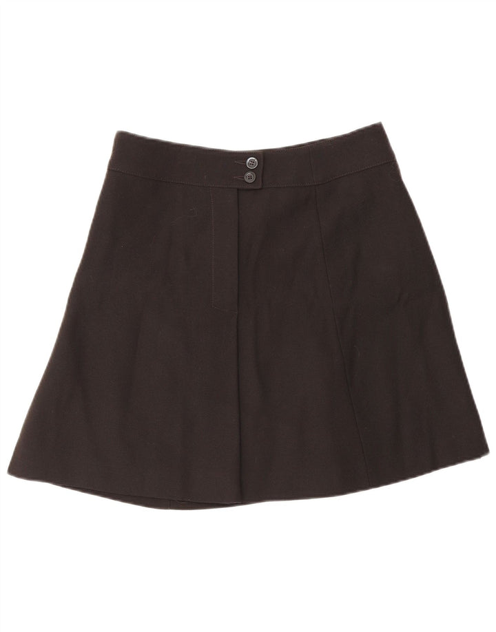 Minigonna vintage da donna W28 in lana vergine marrone medio