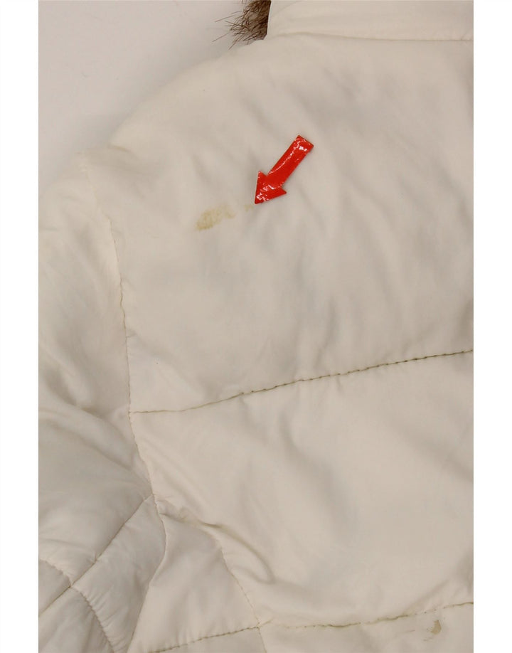 Giacca imbottita con cappuccio da donna Zara UK 10 Small bianca in poliammide