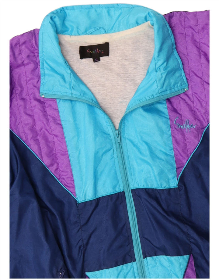 Giacca da tuta da uomo VINTAGE XL in nylon color block blu