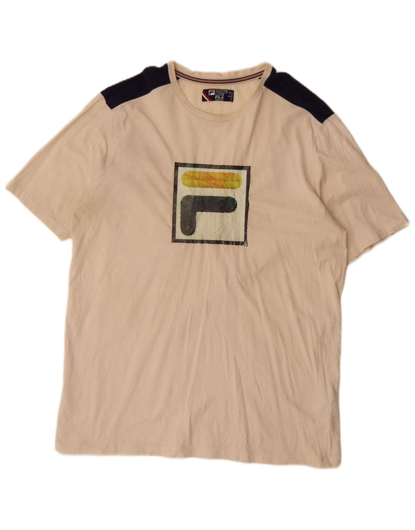 Maglietta grafica da uomo Fila Top 2XL Cotone color block beige