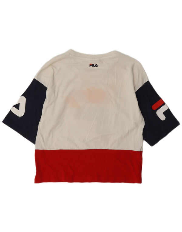 T-shirt grafica corta da donna Fila Top UK 10 Small White Colourblock
