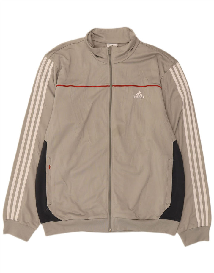Giacca da tuta da uomo Adidas XL in poliestere color block grigio