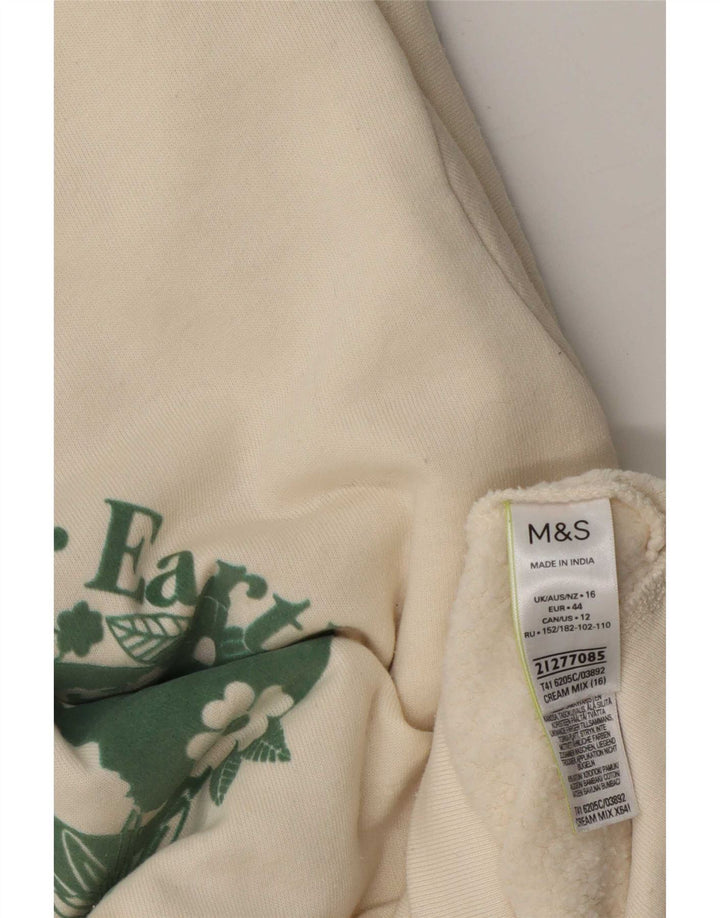 Felpa grafica da donna Marks & Spencer UK 16 grande bianco sporco