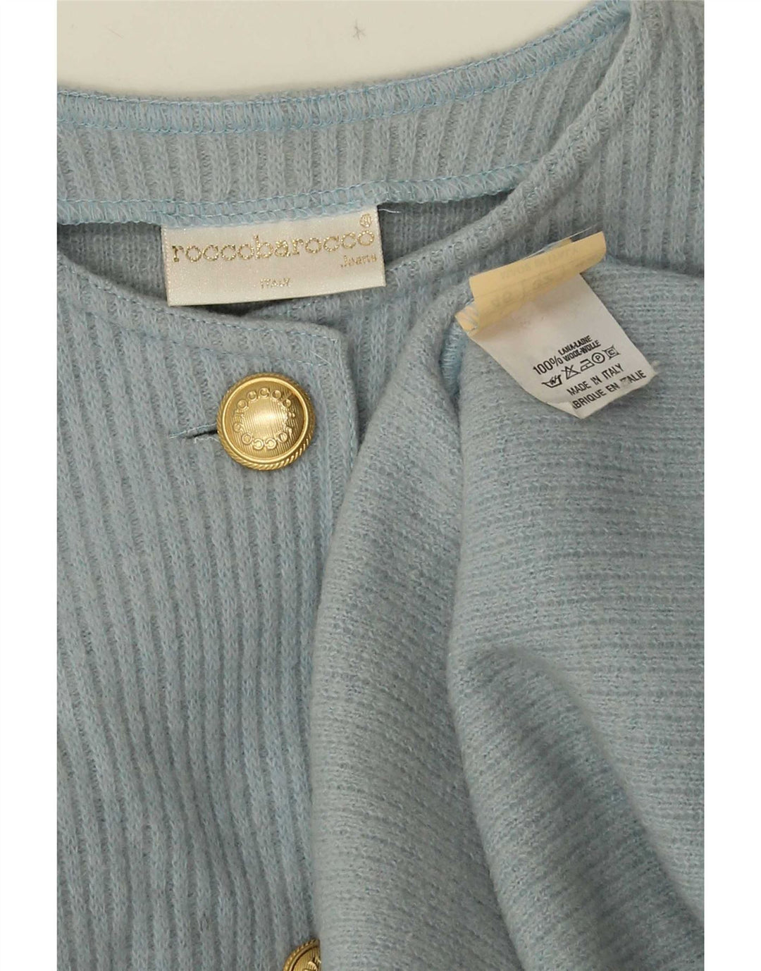 Maglione cardigan asimmetrico grafico da donna Roccobarocco IT 46 Large Blu