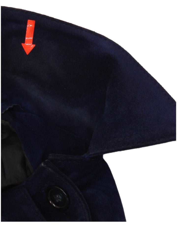 Giacca vintage in pelle scamosciata da donna UK 12 media blu navy