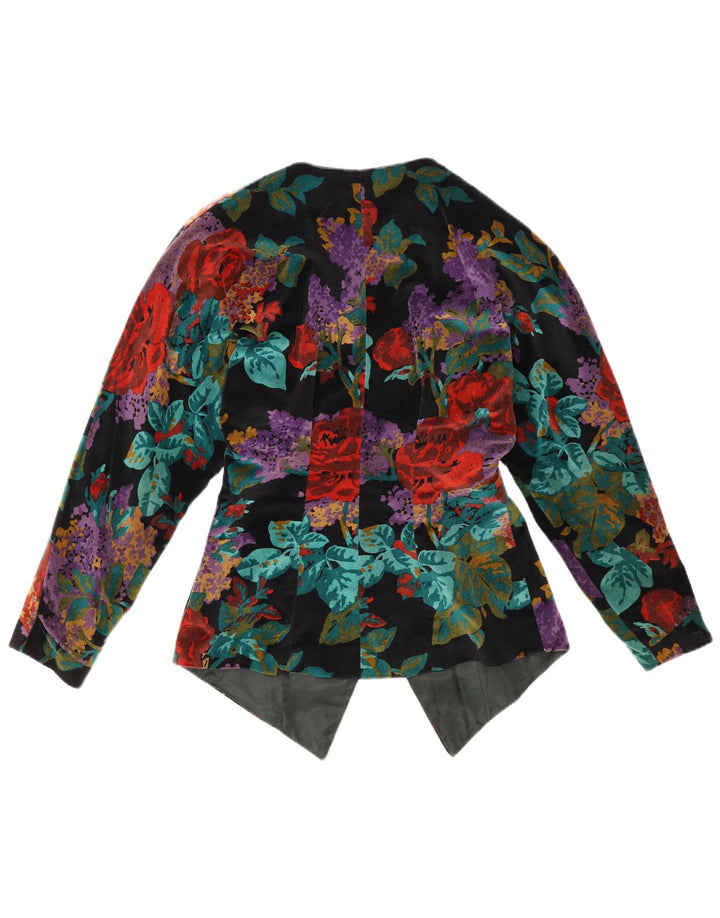 Giacca blazer vintage da donna UK 12 medio multicolore floreale