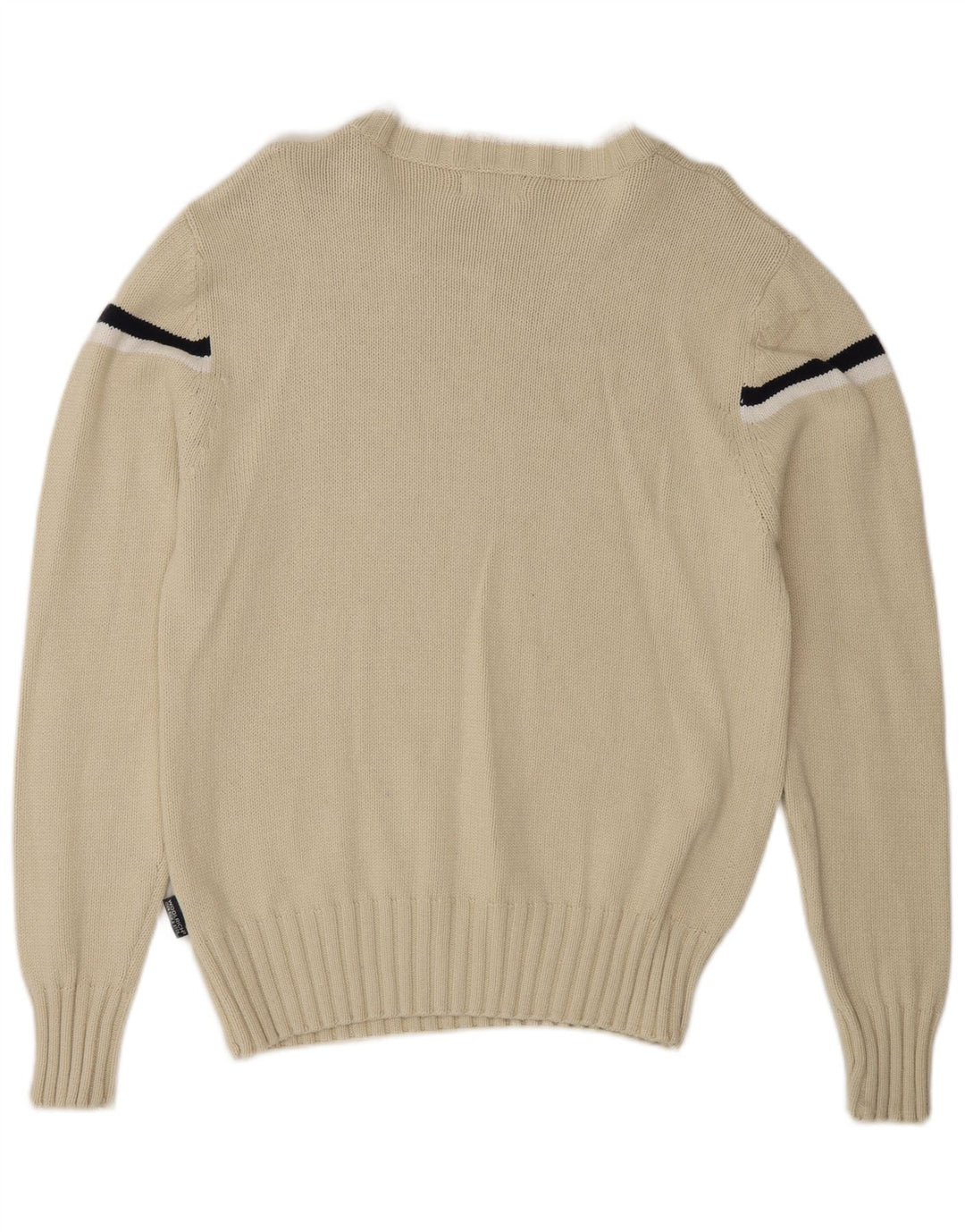 Woolrich Maglione da uomo con scollo a barca grafico a righe medie di colore bianco sporco