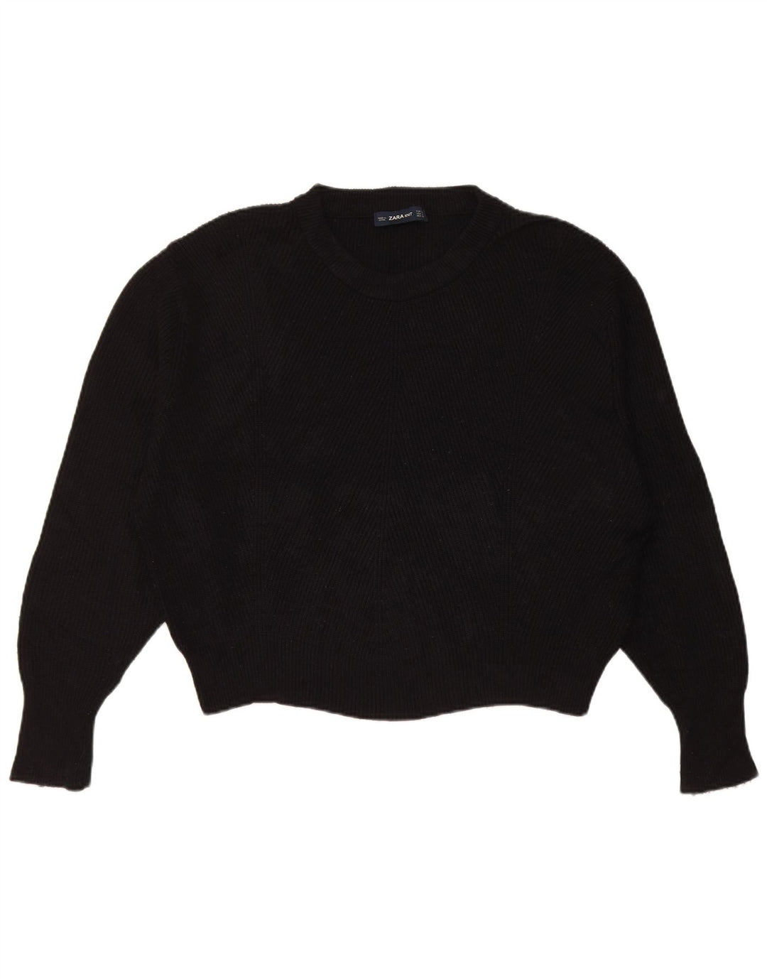 Maglione maglione girocollo oversize da donna Zara UK 14 viscosa nera media