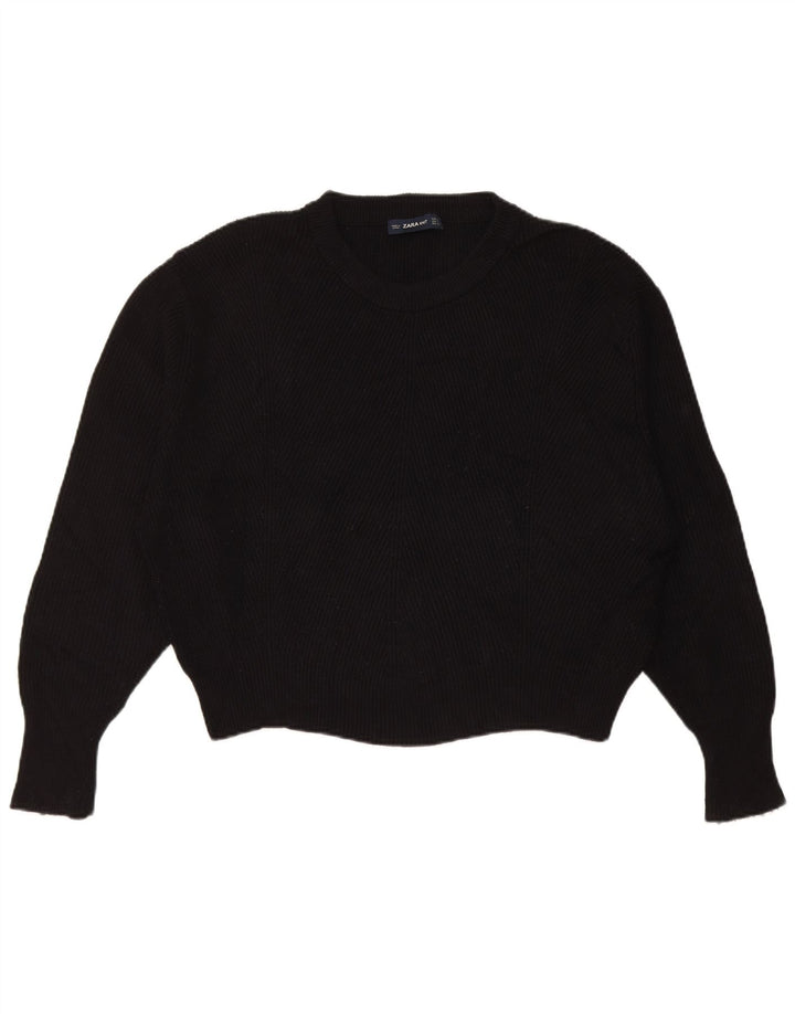 Maglione maglione girocollo oversize da donna Zara UK 14 viscosa nera media