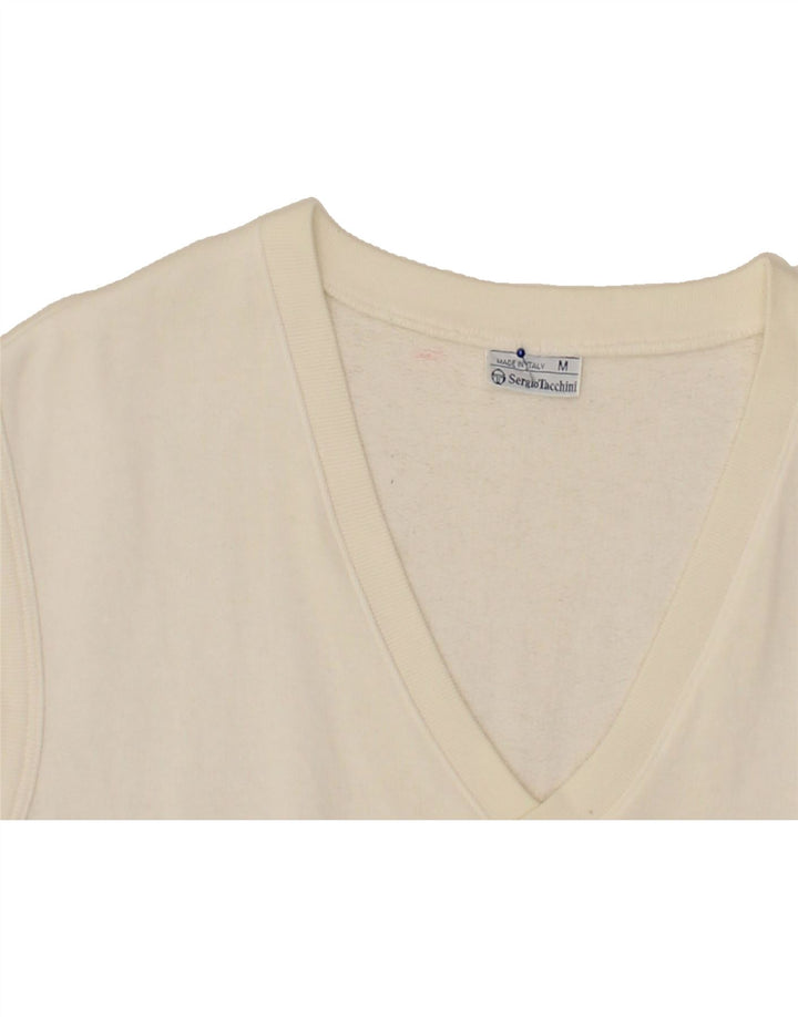 SERGIO TACCHINI Mens Vest Top Medium Off White Cotton Vintage Sergio Tacchini and Second-Hand Sergio Tacchini from Messina Hembry 
