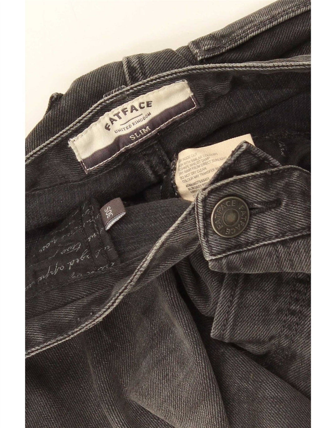 Jeans slim da uomo Fat Face W30 L28 cotone grigio