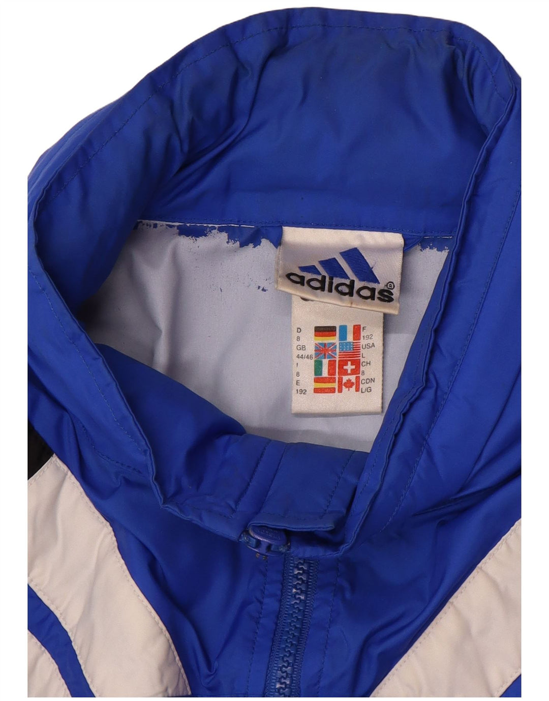 Giacca antipioggia da uomo Adidas UK 44/46 Large Blu Colourblock in poliammide