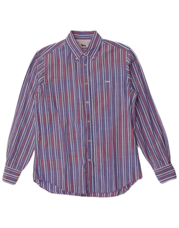 Harmont & Blaine Mens Regular Fit Shirt Medium Blue Striped Cotton