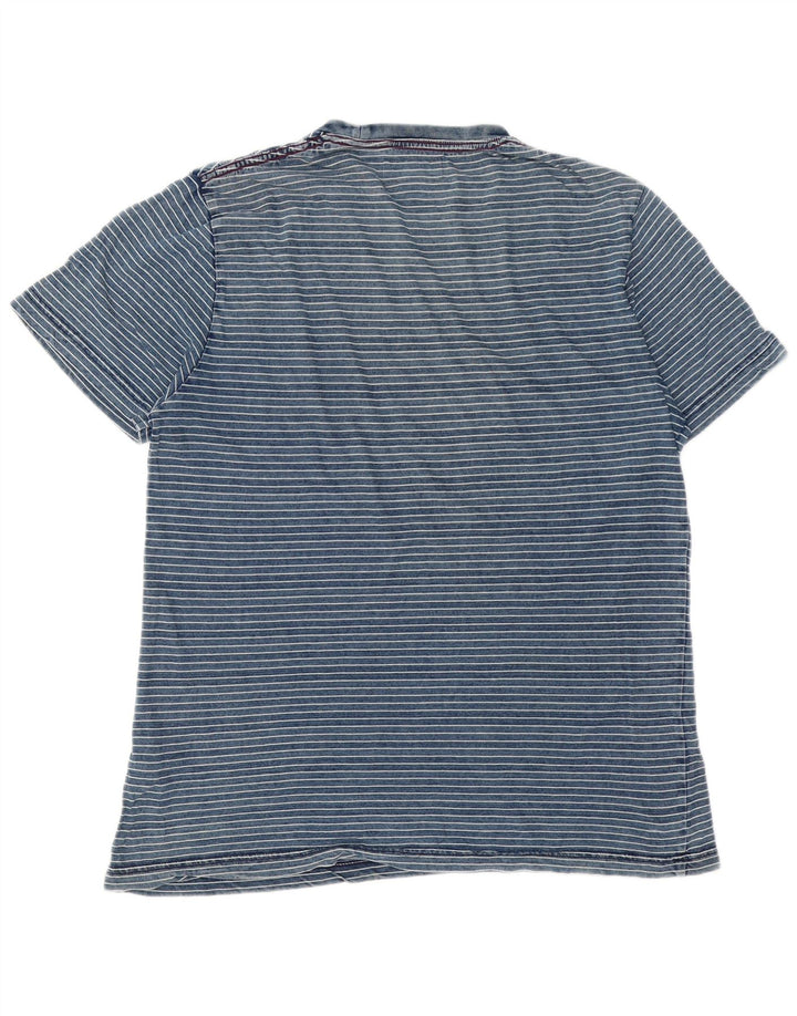T-shirt da uomo Pinguino Top grande in cotone a righe blu