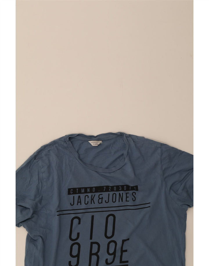 JACK & JONES Mens Graphic T-Shirt Top Large Blue Cotton Vintage Jack & Jones and Second-Hand Jack & Jones from Messina Hembry 