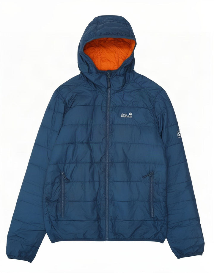 Giacca imbottita con cappuccio da uomo Jack Wolfskin UK 40/42 Poliestere blu medio