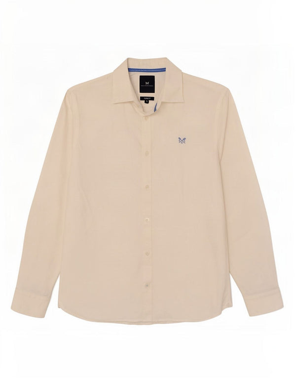 Crew Clothing Camicia slim fit da uomo piccola in cotone bianco