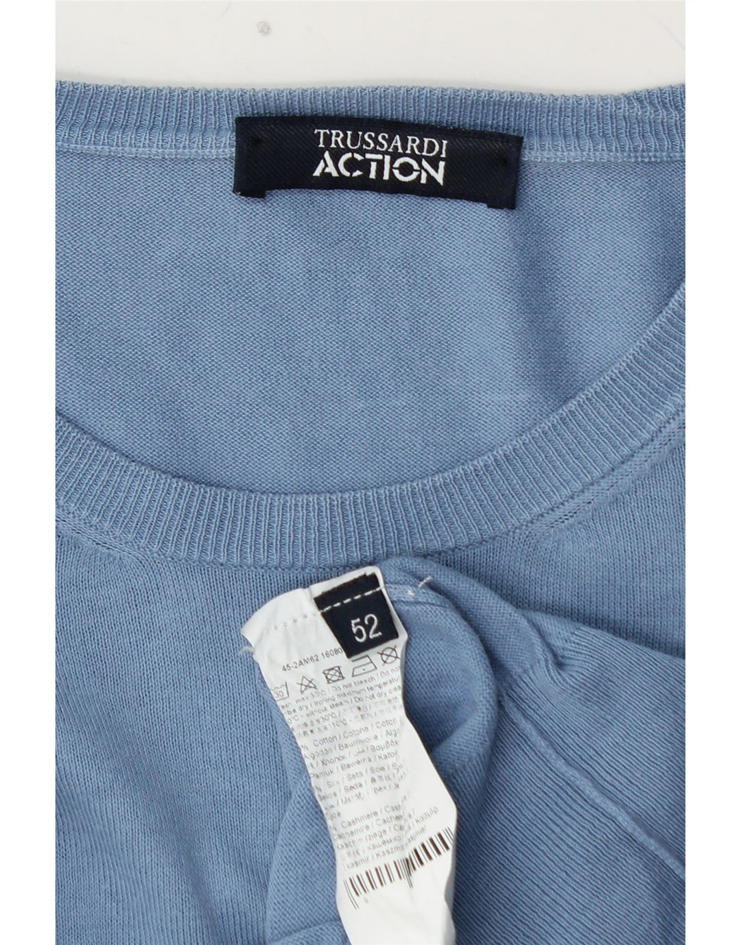 Maglia Uomo Girocollo TRUSSARDI IT 52 Large Blu Cotone