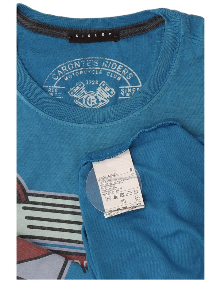T-shirt grafica da uomo Sisley Top piccola in cotone blu