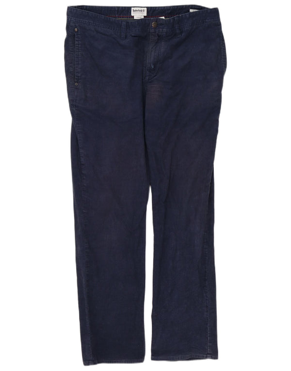 Pantaloni dritti da uomo in velluto a coste TIMBERLAND W36 L32 cotone blu navy