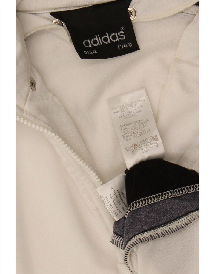 ADIDAS Boys Graphic Tracksuit Top Jacket 13-14 Years White Colourblock