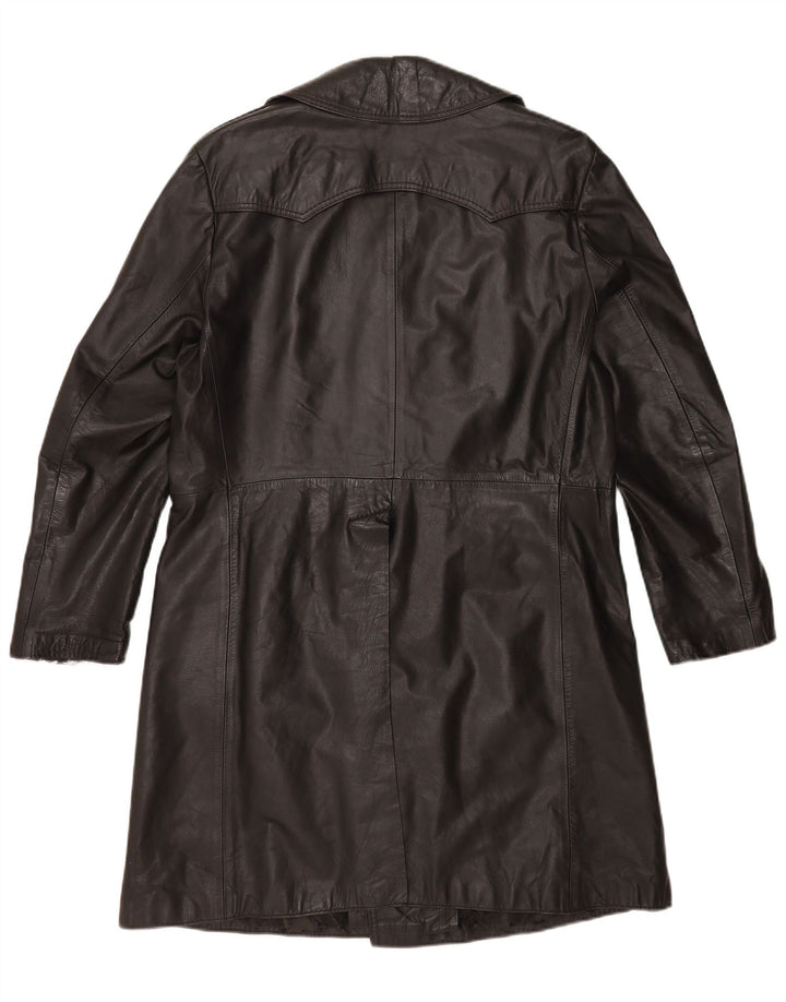 Cappotto in pelle vintage da uomo UK 36 piccolo nero
