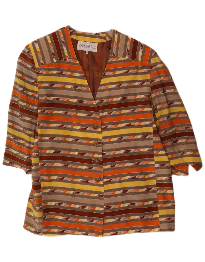 Giacca blazer vintage da donna a 4 bottoni IT 48 XL a righe multicolori