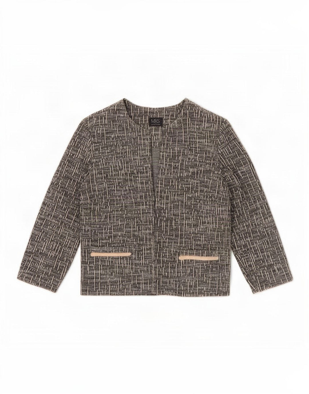 Giacca blazer con maniche a 3/4 da donna Marks & Spencer UK 14 grande grigio screziato