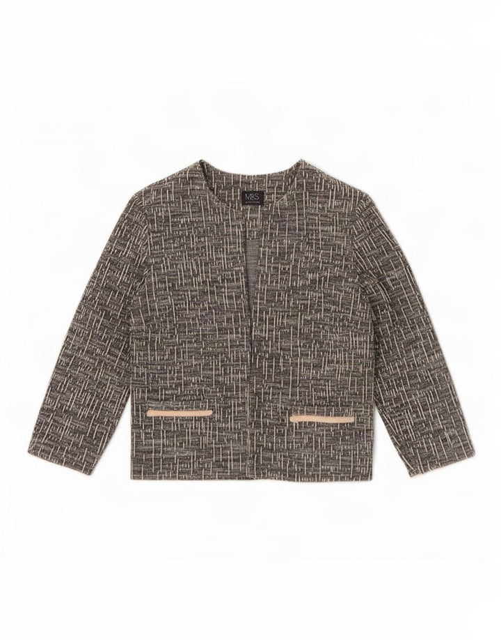 Giacca blazer con maniche a 3/4 da donna Marks & Spencer UK 14 grande grigio screziato