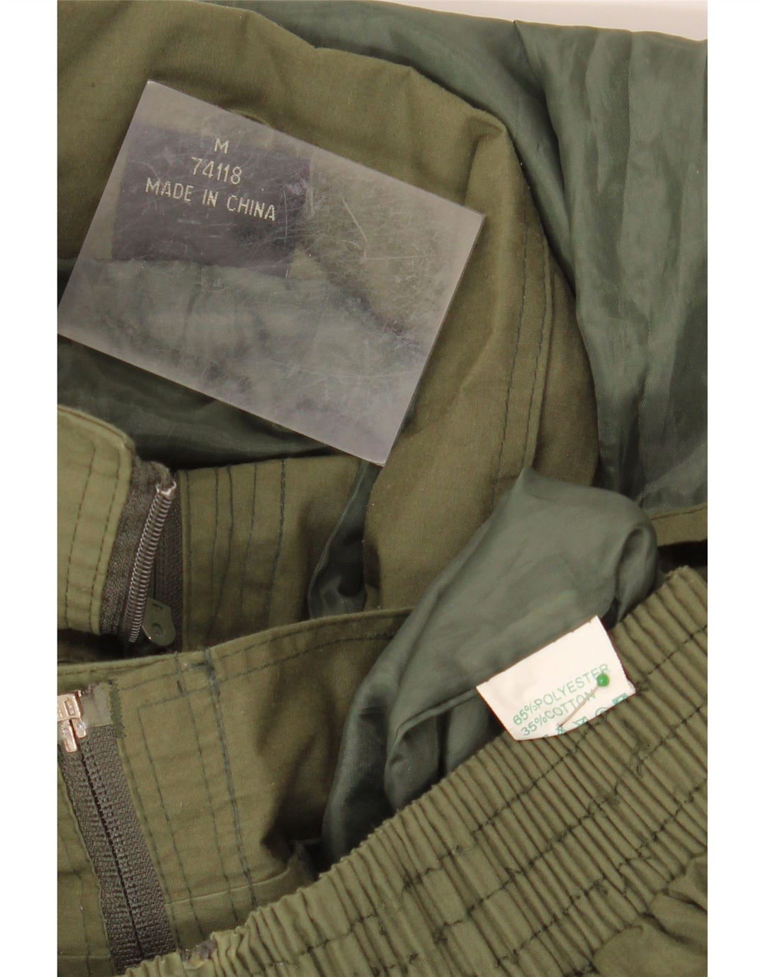 Giacca utilitaria con cappuccio da uomo VINTAGE UK 38 Poliestere kaki medio